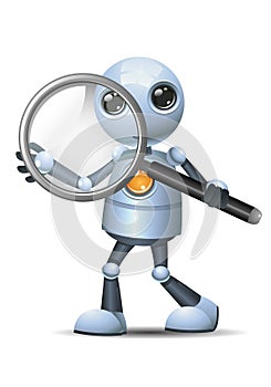 Little robot hold magnifier glass