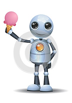 little robot holding melt ice cream