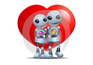 Little robot hugging in love shape