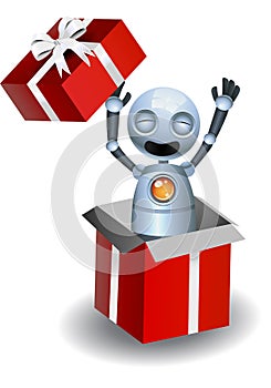 little robot pop up from gift box