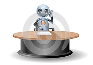 Little robot receive call on isolated white background