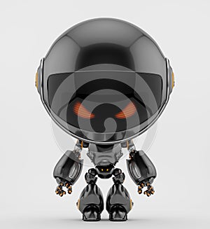 Little robot toy with red eyes, 3d rendering