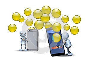 Little robot using new technology smart phone sharing mobile bubble data applications