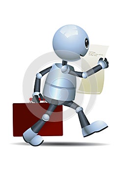 Little robot walking while reading it report