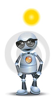 little robot walking while sun bathing