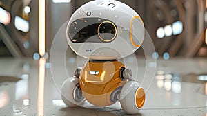 Little robotic buddy: Compact robot baby animation.