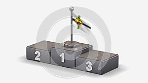 Little Rock 3D waving flag illustration on winner podium.