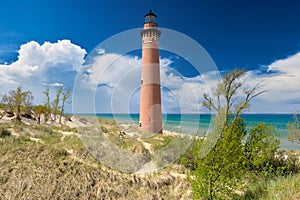 Little Sable Point Lighthouse in dunes, built in 1867