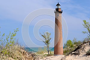 Little Sable Point Lighthouse in dunes, built in 1867