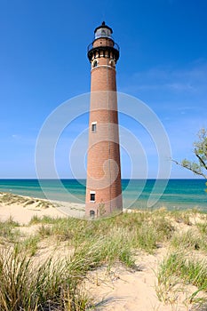 Little Sable Point Lighthouse in dunes, built in 1867