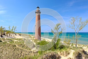 Little Sable Point Lighthouse in dunes, built in 1867