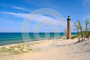 Little Sable Point Lighthouse in dunes, built in 1867