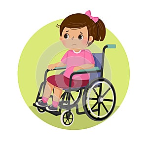 A little sad disabled girl in a wheelchair. Health Problems concept