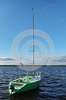 Little sailing ship yacht on a sunny day