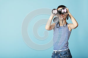 Little sailor with binoculars