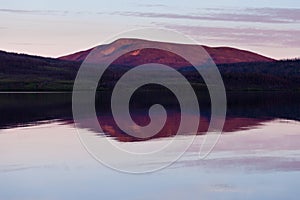 Little Salmon Lake Sunset Yukon Territory Canada