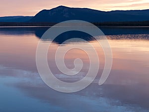 Little Salmon Lake Sunset Yukon Territory Canada