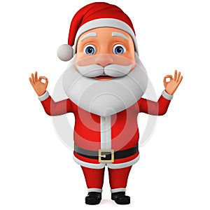 Little Santa Claus shows okay isolated white background. 3D rendered Illustration for advertising