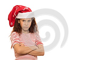 Little Santa girl in a Christmas hat
