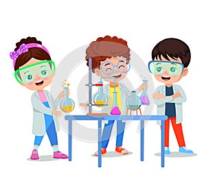 little scientist doing experiments and research