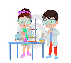 little scientist doing experiments and research