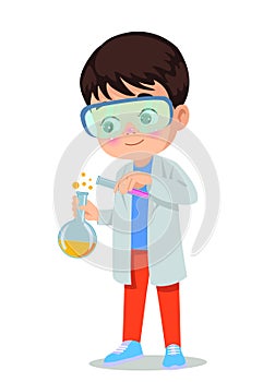 little scientist doing experiments and research