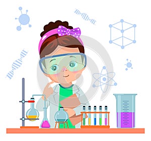 little scientist doing experiments and research