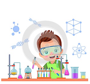 little scientist doing experiments and research