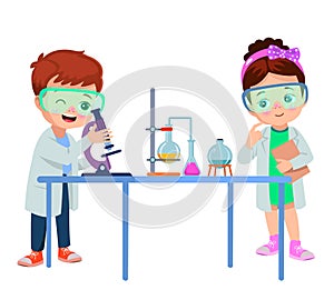 little scientist doing experiments and research