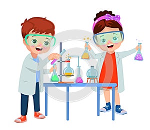 little scientist doing experiments and research