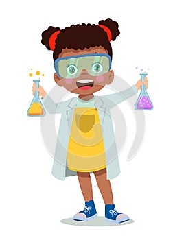 little scientist doing experiments and research