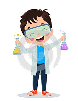 little scientist doing experiments and research