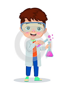 little scientist doing experiments and research