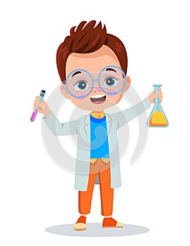 little scientist doing experiments and research