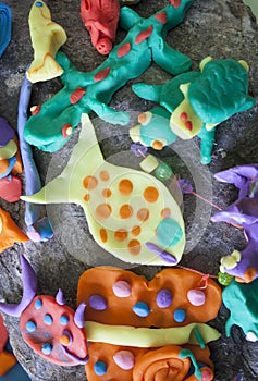 Little sea animals made with playdough