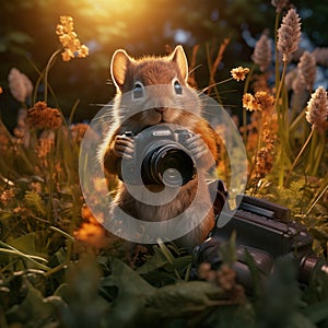 Little squirrel taking pictures
