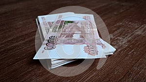 Little stack of russian rubles