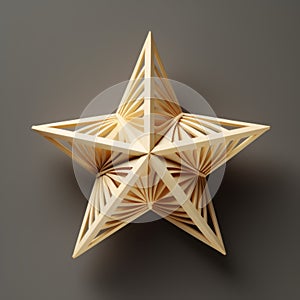 Little Star: 3d Wooden 5 Pointed Star Model With Delicate Shading