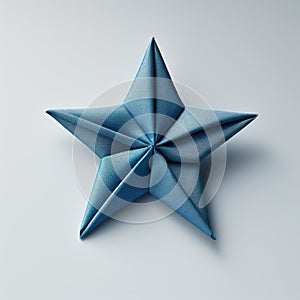 Little Star: Blue Twill Origami On Clean Background