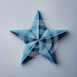 Little Star: A Blue Twill Origami Star On A Clean Background