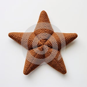 Little Star: Brown Knitted Wool Star On Clean Background