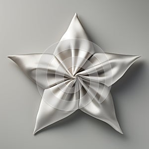 Little Star: A Folded White Cloth Floral Structure With Metallic Rotation