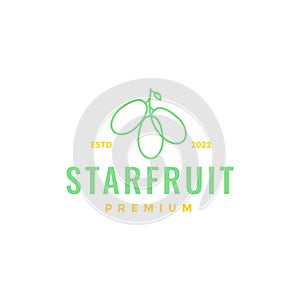 little star fruit green acid taste lines art minimalist logo design icon vector illustration