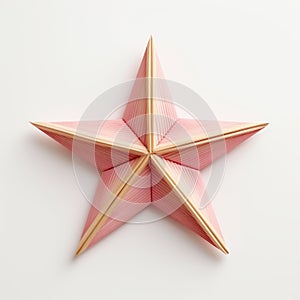 Little Star: Pink Paper Star On White Background