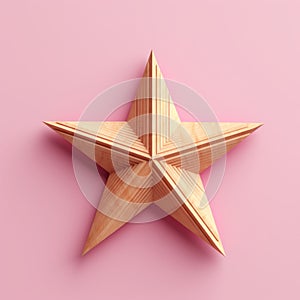 Little Star: A Realistic Wooden Star On Pink Background photo