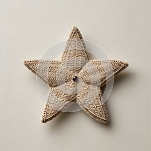 Little Star: A Rustic Americana Knitted Objet Dart In Cream Tweed