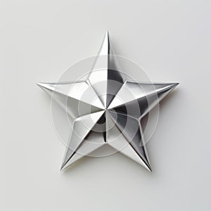 Little Star: Silver Polyester Five Pointed Star On Clean Background photo