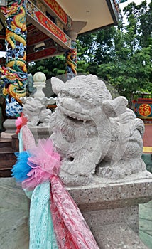 Little stone Chinese lion sculpture