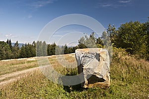 Little stone sculpture of trilobite in Javorniky mountains