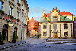 Little street in the old town of Krakow, Poland photo